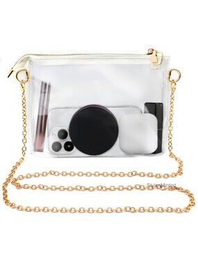Clear Crossbody Bag for Women Stadium Approved Transparent Purse Chain